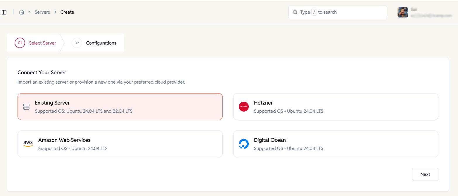 Add-server-select-server